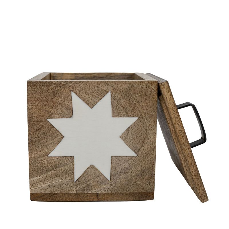 Barn Quilt Trinket Box with Lid Wood, Metal & White Resin by Foreside Home & Garden, 3 of 8