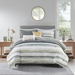 PAGED Full/Queen Comforter Set Watercolor Printed 8 Piece Bedding with Comforter, 2 Shams, Coverlet, 2 Quilted Shams, 2 Decorative Pillows - 1 of 4