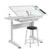 38'' x  23''Hand Crank Adjustable Drafting Table Drawing Desk with 2 Metal Drawers,  Sturdy Heavy-Duty Steel Frame-The Pop Home - 3 of 4
