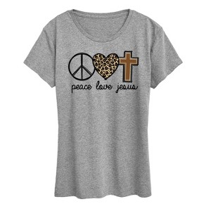 Women's - Instant Message - Peace Love Jesus Short Sleeve Graphic T-Shirt - 1 of 4