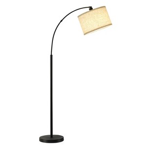GTCLIGHTING Gold Modern Arc Floor Lamp, Tall Pole Lamp with On/Off Foot Switch, Adjustable Hanging Drum Shade, Reading Light for Bedroom, Office - 1 of 4