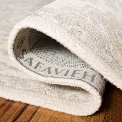 Ivory and Beige Wool Tufted Runner Rug