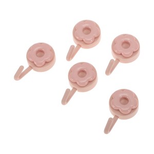 Unique Bargains Utility Floral Cutout Hook Flower with White Hook 1.97"x1.18" 5 Pcs - 1 of 4