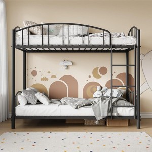 Twin Over Twin Metal Bunk Bed, Heavy-Duty Frame with Arched Guardrails and Safety Ladder, Sturdy Steel Design for Kids, No Box Spring Required. - 1 of 4