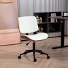 HOMCOM Home Office Chair No Arms with Wheels, PU Leather Mid Back Desk Chair with Adjustable Height, 360 Swivel for Office, Meeting Room, White - 2 of 4