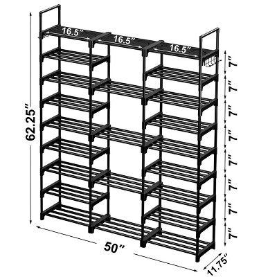 WOWLIVE 9-Tier Metal Shoe Rack, Tall Shoe Storage Organizer for Entryway，Black White