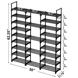 WOWLIVE 9-Tier Metal Shoe Rack, Tall Shoe Storage Organizer for Entryway，Black White - 1 of 4