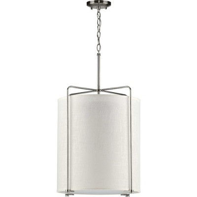 Kempsey Brushed Nickel 3-Light Drum Pendant with Linen Shade