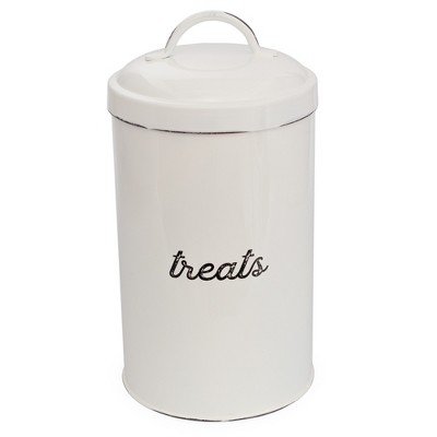 AuldHome Design Enamelware Dog Treat Jar, Modern Farmhouse Pet Treats Container