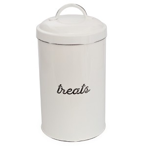 AuldHome Design Enamelware Dog Treat Jar, Modern Farmhouse Pet Treats Container - 1 of 4