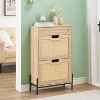 Shoe Cabinet Storage with 2 Flip Drawers,Rattan Shoe Rack Organizer for Entry with 3-Tier Adjustable Shelves,for Slippers,Sneakers,Heels,Boots - 3 of 4