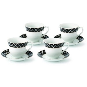 Lorren Home 8oz. Tea/Coffee Set Service for 4-Black/Gold - 1 of 4