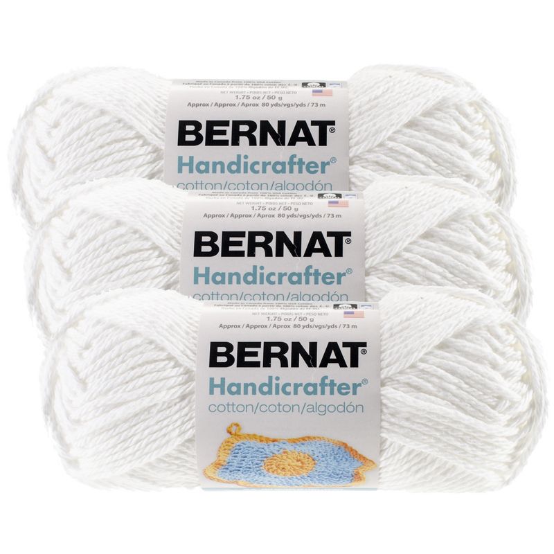 (Pack of 3) Bernat Handicrafter Cotton Yarn - Solids-White, 1 of 3