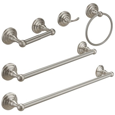 BWE 5-Piece Bath Hardware Sets with 2-Towel Bars/Racks, Towel/Roe Hook, Toilet Paper Holder