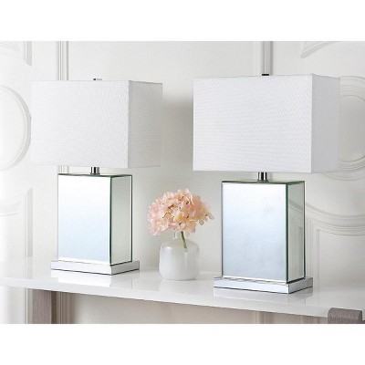 Dana 23" Silver and White Rectangular Table Lamp Set