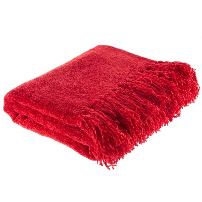 Hastings Home Oversized Chenille Throw Blanket - 60" x 70", Vineyard Red