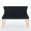 TOBILI Velvet Double Dining Loveseat Bench, Kitchen & Dining Seating, 2-Seat Tufted Bench w/Handmade Buttons,Gold-Plated Steel Legs - 4 of 4