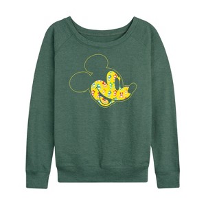 Women's - Disney - Mickey Face Fill Lightweight French Terry Wide Neck Long Sleeve Shirt - 1 of 4