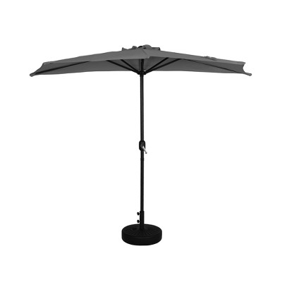 WestinTrends 9 Ft Half Market Patio Umbella with Black Round Plastic Base