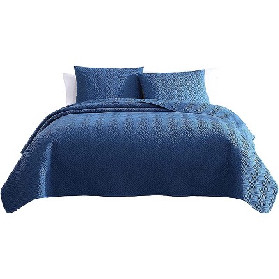 The Nesting Company Willow Bedding Collection Embossed Quilt Coverlet Bedspread 3 Piece Set  with 2 Pillow Shams and Comfortable Microfiber