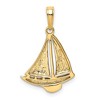 Black Bow Jewelry 14k Yellow Gold Polished Sailboat Pendant, 15 x 23mm - 3 of 4