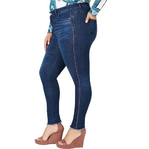 I.N.C International Concepts Womens Racing Stripe Skinny Fit Jeans, Blue, 26W - 1 of 1