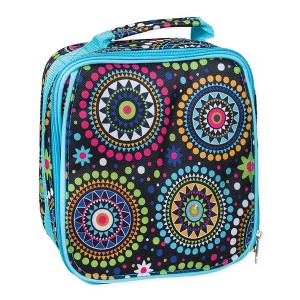 Blue Vibrant Medallion Water Resistant Zipper Closure Insulated Soft Cooler Lunch Bag - 1 of 3