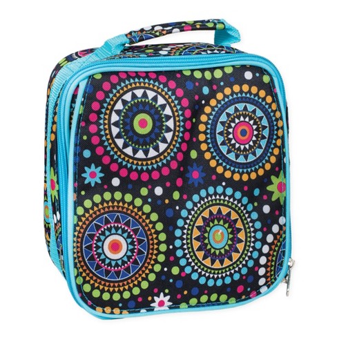 Blue Vibrant Medallion Water Resistant Zipper Closure Insulated Soft Cooler Lunch Bag - image 1 of 3