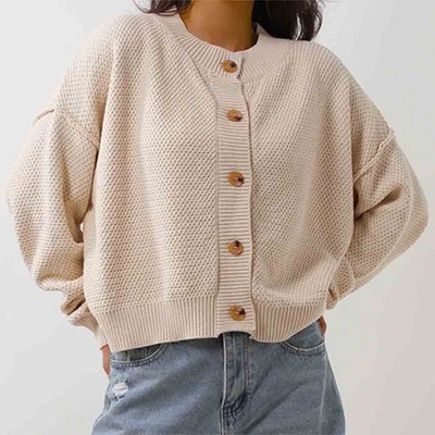 Women's Stretch Knit Cardigan - Drop Shoulder Long Sleeve with Button Front Cherie Code