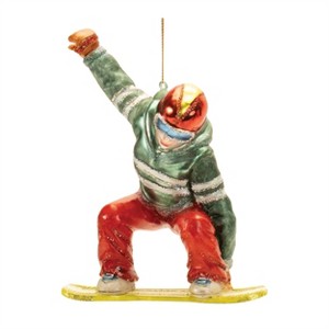 Glittered Glass Snowboarder Ornament (Set of 6) - 1 of 2