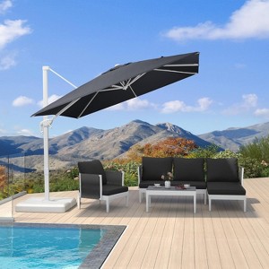 PURPLE LEAF Patio Umbrella White Cantilever Offset Umbrella Square Outdoor Umbrella with 360-degree Rotation for Garden Deck Pool - 1 of 1