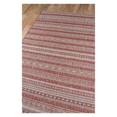 Copper and Gray Geometric Pattern Runner Rug