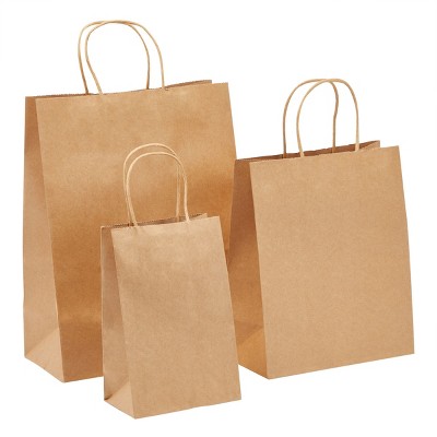 Stockroom Plus 90 Pack Brown Kraft Paper Bags with Handles for Boutiques, Grocery Shopping, DIY Crafts, 3 Sizes
