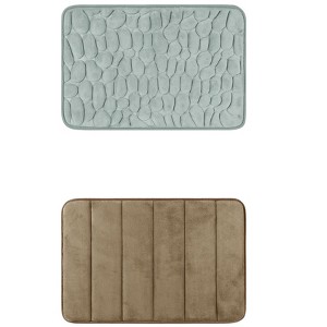 Unique Bargains 2Pcs Non Slip Absorbent Thick Soft Quick Dry Bathroom Bath Rugs - 1 of 4