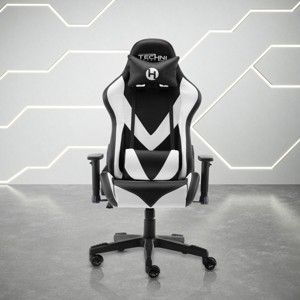 Gaming Chair with Reclining Backrest Adjustable Arms and PU Upholstery for Long Hour PC Setup -3irtyhousy - 1 of 4