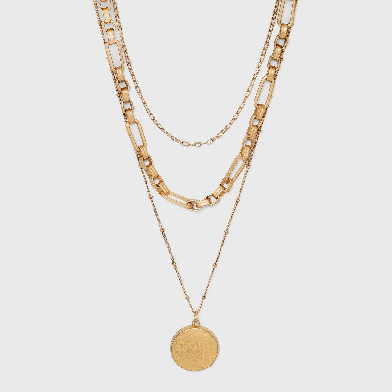 Disc Charm and Chain Layered Necklace - Universal Thread&#8482; Gold, 1 of 8