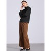 Allegra K Women's Satin Mock Neck Pleated Puff Sleeve Blouse - 3 of 4
