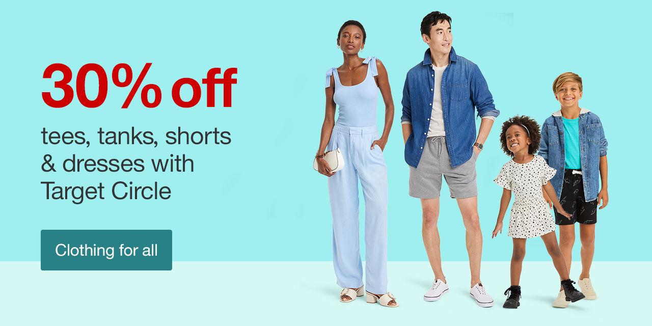 30% off tees, tanks, shorts & dresses with Target Circle Clothing for all >