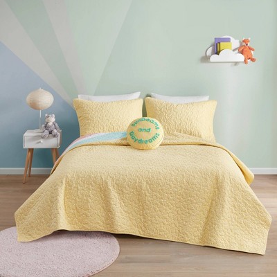 Full Yellow Rainbow Sunburst Reversible Cotton Coverlet Set