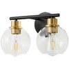 POWLIG 13.4-in 2-Light Black and Gold Modern Dimmable Bathroom Transitional Vanity Light with Transparent Glass Shade - 3 of 4