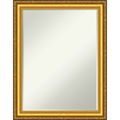 Amanti Art Colonial Embossed Gold Petite Bevel Wood Bathroom Wall Mirror 27.5 x 21.5 in.