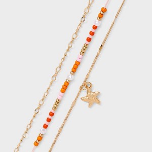 Beachside Starfish Anklet Set 3pc - Wild Fable™ Gold - 1 of 3