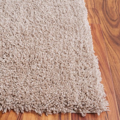 Hand-Tufted Shag Square Rug in Gray Wool and Synthetic Blend