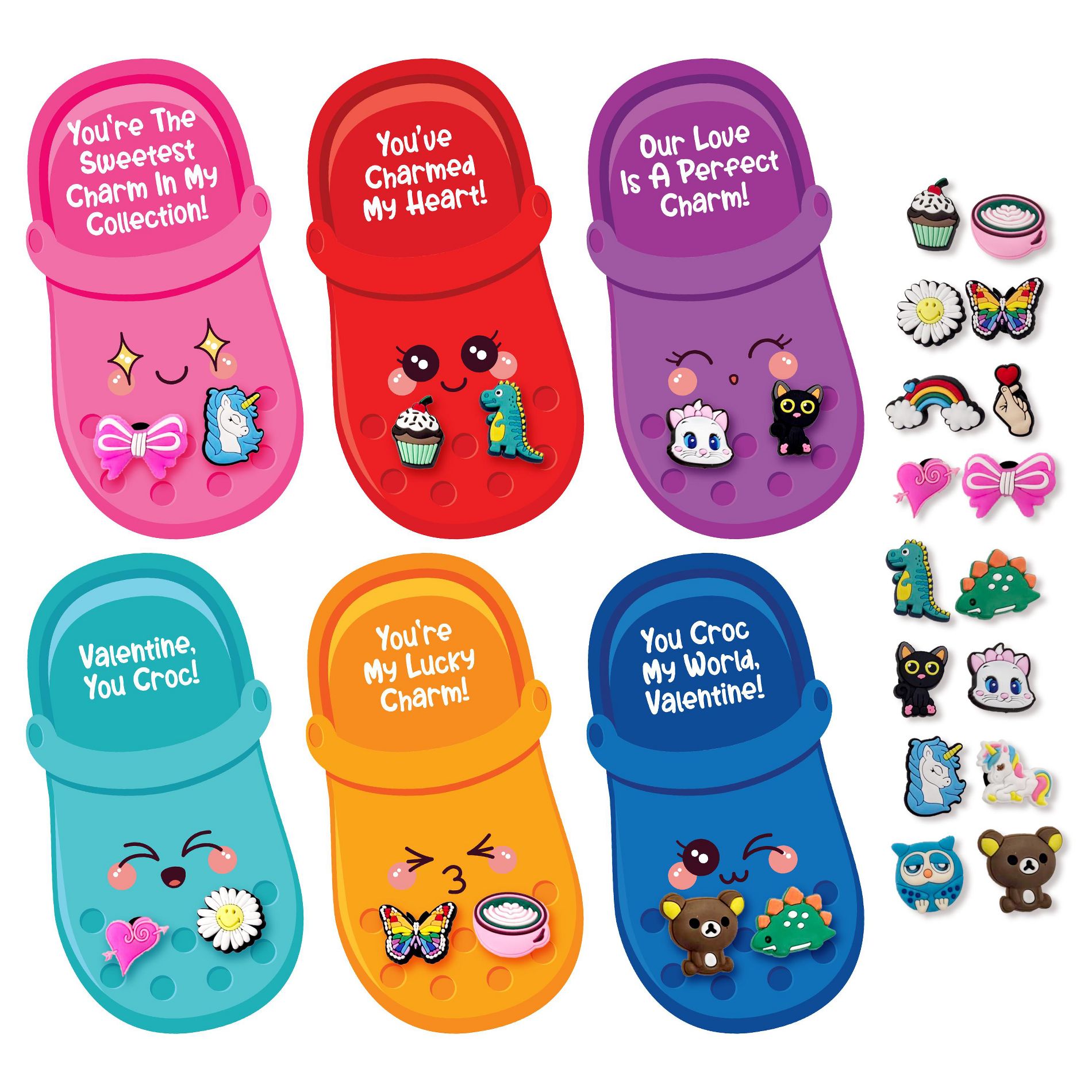 4E’s Novelty 48-Pack Classroom Valentine Cards with 96 Shoe Charms – Gifts for Kids’ Classroom Exchange