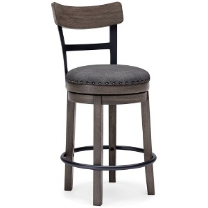 Caitbrook Counter Height Barstool Gray - Signature Design by Ashley: Polyester Upholstery, Nailhead Trim, Swivel Seat - 1 of 4