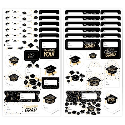 Big Dot of Happiness Goodbye High School, Hello College - Assorted Graduation Party Gift Tag Labels - To and From Stickers - 12 Sheets - 120 Stickers