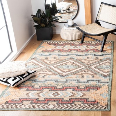 Handmade Blue and Natural Wool Tribal 6' x 9' Area Rug