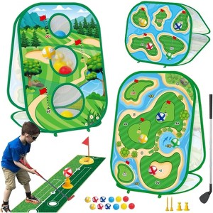 TITQWOP 4-in-1 Sticky Golf Games Set for Kids&Adults – Golf Putting Mat,Chipping Net,Cornhole Board&Retractable Club,Indoor/Outdoor Practice Toy - 1 of 4