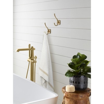 Champagne Bronze Double Prong Decorative Wall Hook