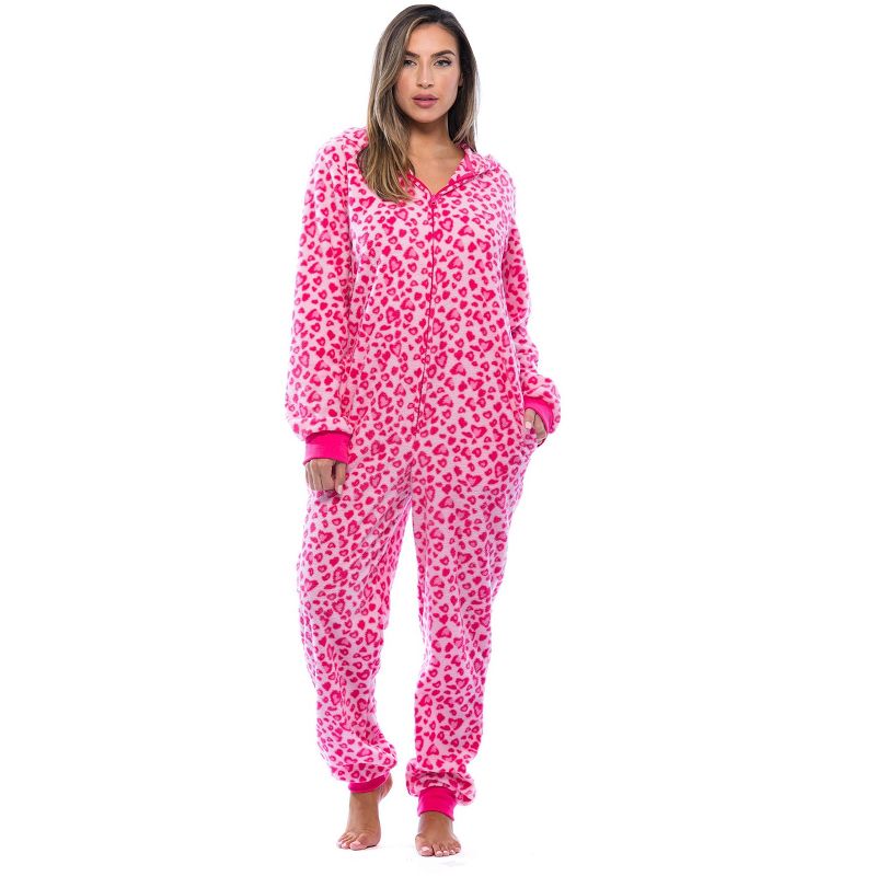 Just Love Womens One Animal Print Adult Onesie Hooded Pajamas, 4 of 6